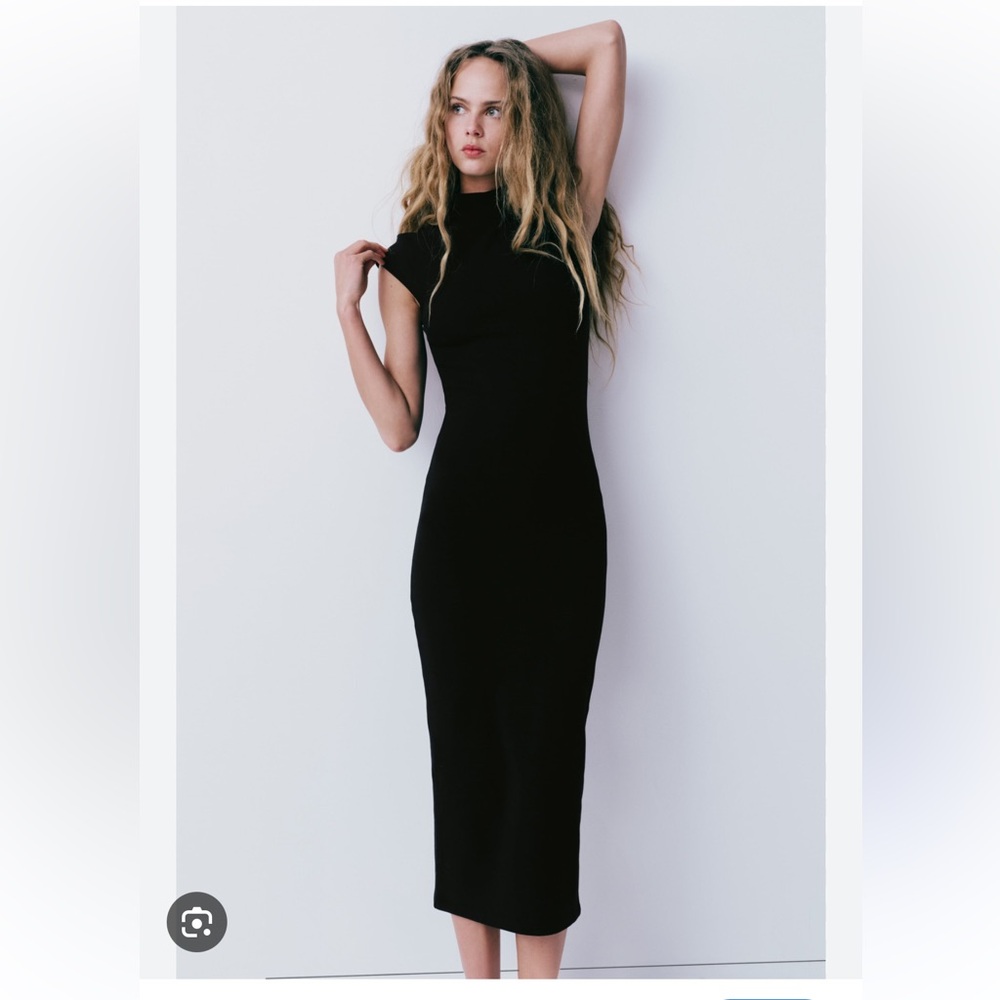 Zara RIB MOCK NECK MIDI DRESS